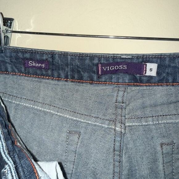 Vigoss Women's Sz 5 Skinny Jeans Clear Rhinestone Bling Distressed Med Wash Y2K - Picture 5 of 7